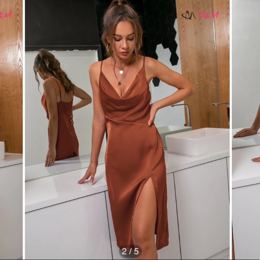 Satin Rust Colored Dress